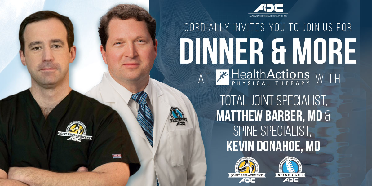 Dinner & More with Total Joint Specialist Matthew Barber, MD & Spine Specialist Kevin Donahoe, MD